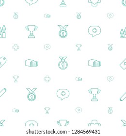 first icons pattern seamless white background. Included editable line medal, bandage, trophy, medical cross, medical cross tag, ranking icons. first icons for web and mobile.