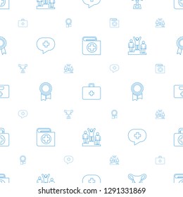first icons pattern seamless white background. Included editable line bandage, first aid kit, trophy, medical cross, medal, ranking, medical kit icons. first icons for web and mobile.