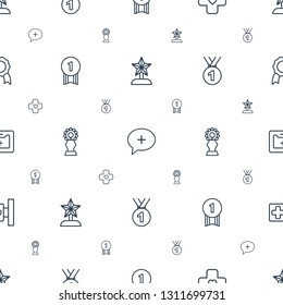 first icons pattern seamless white background. Included editable outline star trophy, medical cross, bandage, number medal, trophy, medal icons. first icons for web and mobile.