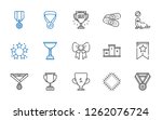 first icons set. Collection of first with medal, patch, trophy, banner, podium, ribbon, best, seal, band aid. Editable and scalable first icons.