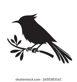 First Image (Selected): A black silhouette of a bird perched on a branch. The bird’s body is simple, with a slight upward curve in the tail feathers. The branch has some leaf details, and the bird app