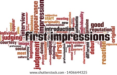 First impressions word cloud concept. Collage made of words about first impressions. Vector illustration