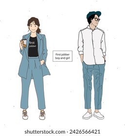 first jobber office worker boy and girl