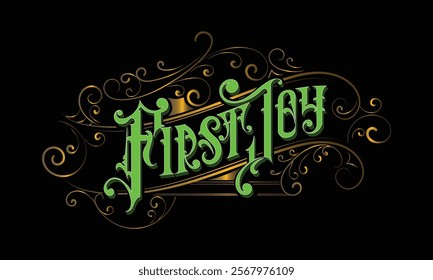 FIRST JOY lettering custom style design