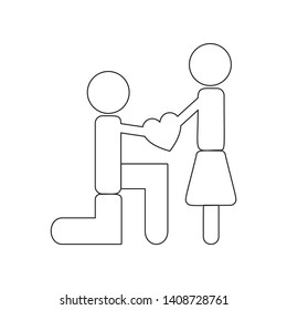 first kiss of lovers icon. Element of valentine's day, wedding for mobile concept and web apps icon. Outline, thin line icon for website design and development, app development