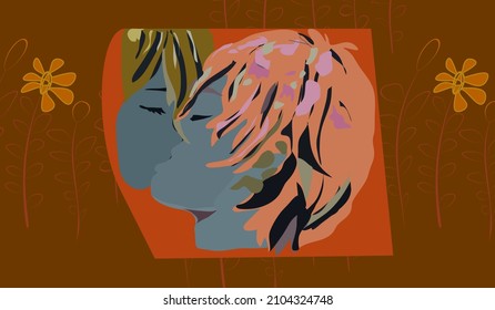 the first kiss.a teenage couple in love. anime style.the theme of the holiday of love.valentine's day.vector illustration