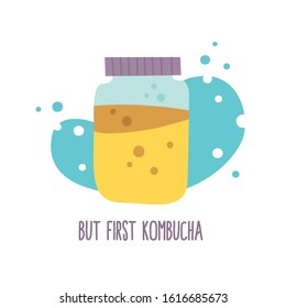 But first kombucha pun hand drawn illustration