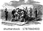 First and last review of the First Regiment, South Carolina [African American] Volunteers, on Hilton Head, it shows african americans images in it, vintage line drawing or engraving, vintage.