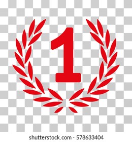 First Laurel Wreath icon. Vector illustration style is flat iconic symbol, red color, transparent background. Designed for web and software interfaces.