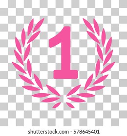 First Laurel Wreath icon. Vector illustration style is flat iconic symbol, pink color, transparent background. Designed for web and software interfaces.