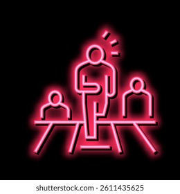 first leader running neon light sign vector. first leader running sign. isolated symbol illustration