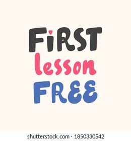 Primera Lección Gratuita. Logo con letras dibujadas a mano para contenido de medios sociales