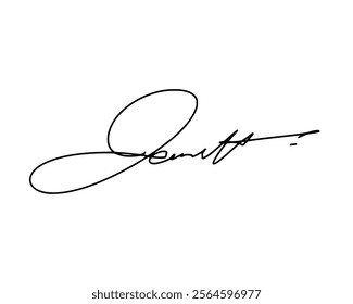 First letter J signature ideas for documents. Vector with transparent background or alpha channel.