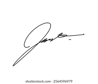 First letter J signature ideas for documents. Vector with transparent background or alpha channel.