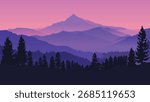 First Light of Day Over Mountain Range