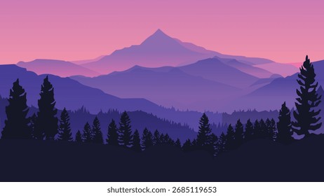 Erstes Tageslicht über der Bergkette