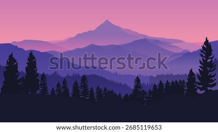 First Light of Day Over Mountain Range