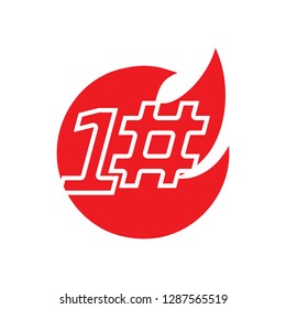 First logo. Hashtag icon. One Symbol. Vector Eps 10.