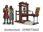 First male write 1 past age font offset paint roll device show white bible page journal text shop office house. Line black color ink hand drawn rotary media gear sketch retro engrav copy clip art styl