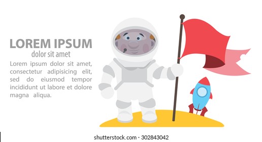 The first man on the moon has set the flag