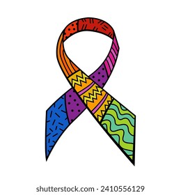 First of March. Zero discrimination day. Colorful decorative element in pop art style. Full, productive life concept. Global movement of solidarity. Vector illustration isolated on a white background