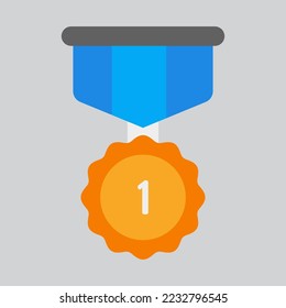 Primer icono de medalla en estilo plano, uso para presentación de aplicaciones móviles del sitio web