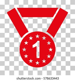 First Medal icon. Vector illustration style is flat iconic symbol, red color, transparent background. Designed for web and software interfaces.