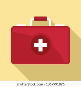 First medical aid kit icon. Flat illustration of first medical aid kit vector icon for web design