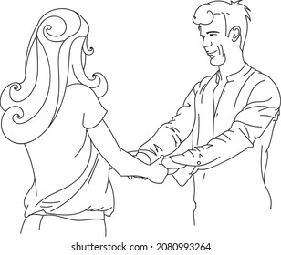 The first meeting of loved ones, the first date and falling in love, holding hands like cute doves, which is for life