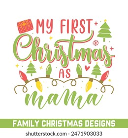 Primera feliz Navidad como mamá, diseños de la familia ELF de Navidad