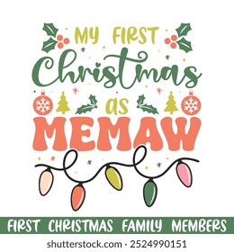  Primeras Navidades alegres como diseño memaw, Primeras Navidades alegres Diseño familiar