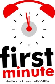 
first minute label red clock icon, vector, symbol