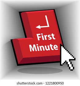 first minute, red enter key, mouse pointer 