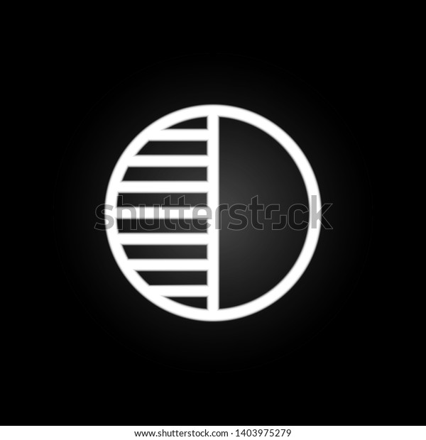 first moon phase quarter sign neon icon.\
Elements of weather set. Simple icon for websites, web design,\
mobile app, info\
graphics