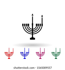 First night of chanukah multi color icon. Simple glyph, flat vector of hanukkah icons for ui and ux, website or mobile application