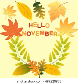 First November hello Autumn Background.