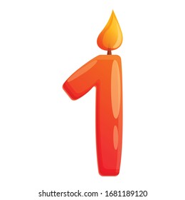 First number candle icon. Cartoon of first number candle vector icon for web design isolated on white background
