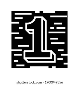 vector de icono de glifo de primer número. primer signo de número. símbolo de contorno aislado ilustración negra
