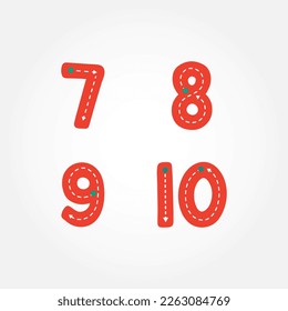 Erste Nummern 7 - 10 Kindergartenmath-Arbeitsblatt für Kinder