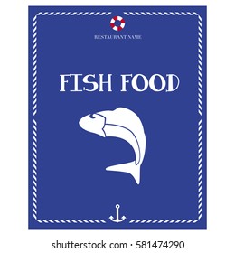 First page of the only seafood menu with blue background