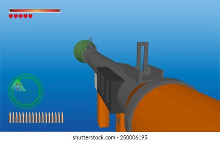 First Person Shooter Game Screen Vector