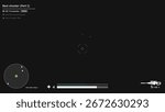 First person shooter game UI with crosshair, quests, minimap and health bar overlay. Sharpshooter rifle gun and game realistic simple UI template for display in video or photo.