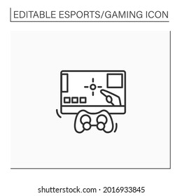 First Person Shooter Line Icon. Video Game Centered On Guns. First-person Perspective. Gaming Process. Cybersport Concept. Isolated Vector Illustration.Editable Stroke