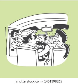 First person view car in traffic jam