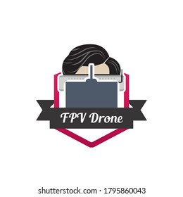 First Person View FPV Drone logo symbol or icon template design