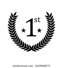 Primer lugar, primer lugar en la corona de laurel, designación, símbolo, icono	