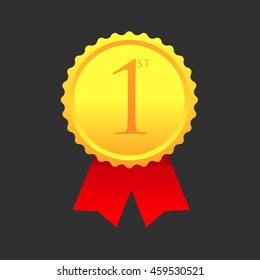 First place award gold medal vector illustration