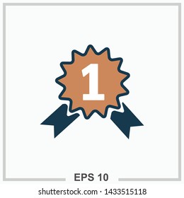 First place award icon colored isolated vector illustration
