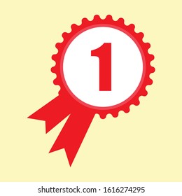 First place award icon flat design illustration