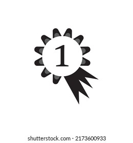 First place award icon flat design illustration